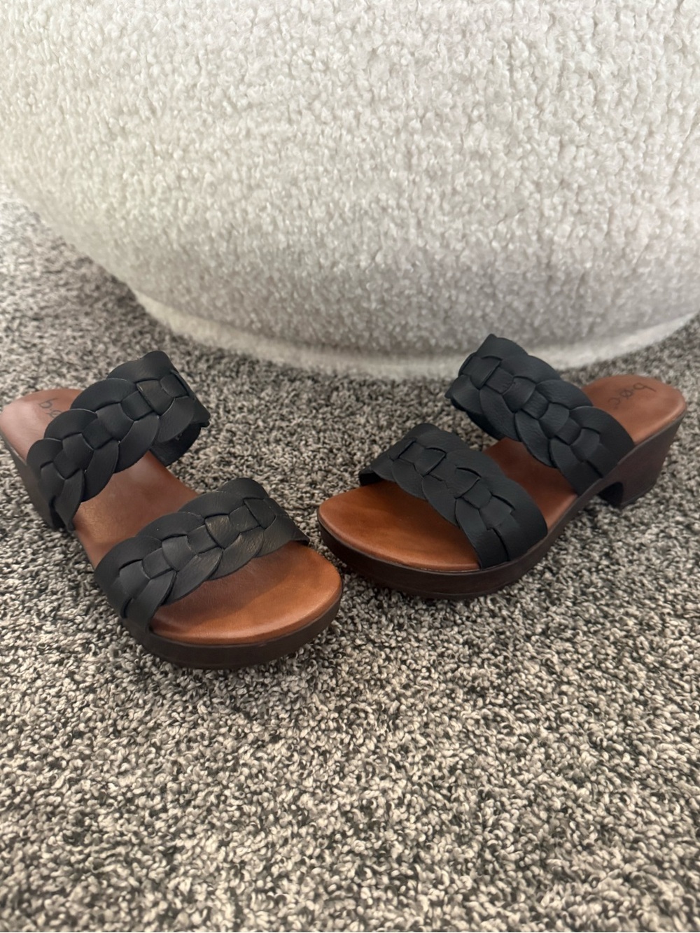 b.o.c by Born Jillian Chunky Heel Comfort Sandals Woven Straps Black Size 7 NWOB